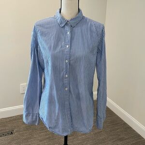 16T slim J. Crew. Blue and white stripe button down blouse.